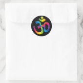 Regenboog OM-teken Ronde Sticker (Tas)