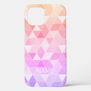 Regenboog ombre kleur geometrisch driehoekpatroon iPhone 12 hoesje