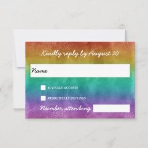 Regenboog Ombre LGBTQA Bruiloft RSVP Kaartje
