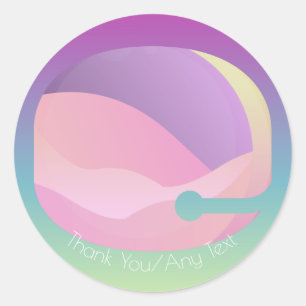Regenboog Ombre Ruimte Maan Ronde Sticker