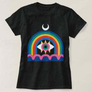 Regenboog Oog Halve Maan Kunst T-shirt