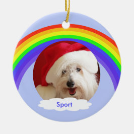 Regenboog op Blue Dog Memorial Kerstversiering Keramisch Ornament