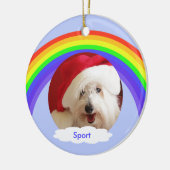 Regenboog op Blue Dog Memorial Kerstversiering Keramisch Ornament (Links)