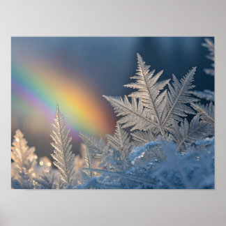 Regenboog op Frosted Ferns Poster