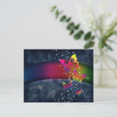 Regenboog op vlinders briefkaart (Staand voorkant)