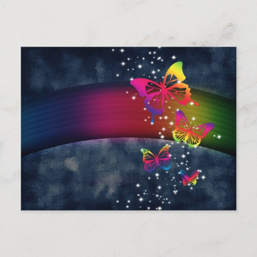 Regenboog op vlinders briefkaart (Voorkant)
