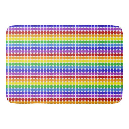 regenboog op witte Mid Century mod stippen kringen Badmat (Voorkant)
