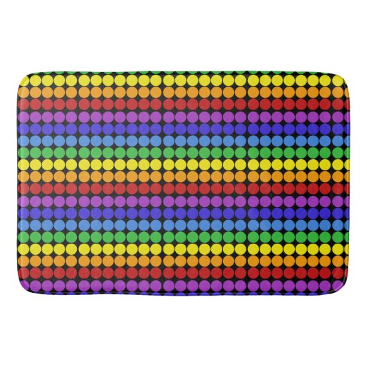regenboog op zwarte Mid Century mod stippen kringe Badmat (Voorkant)