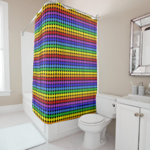 regenboog op zwarte Mid Century mod stippen kringe Douchegordijn