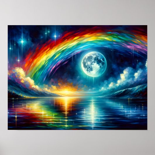 Regenboog over de maan poster (Voorkant)