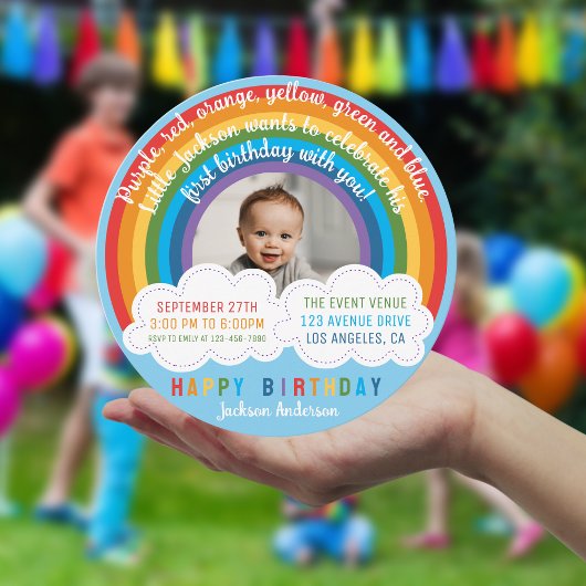 Regenboog over de wolken Baby's eerste verjaardag Kaart
