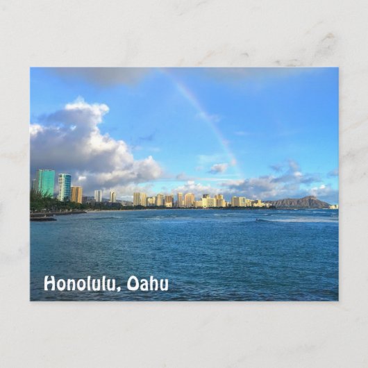 Regenboog over het Honolulu-Briefkaart Briefkaart (Voorkant)