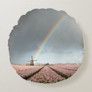 Regenboog over hyacinths en een windmolen in Neder Rond Kussen