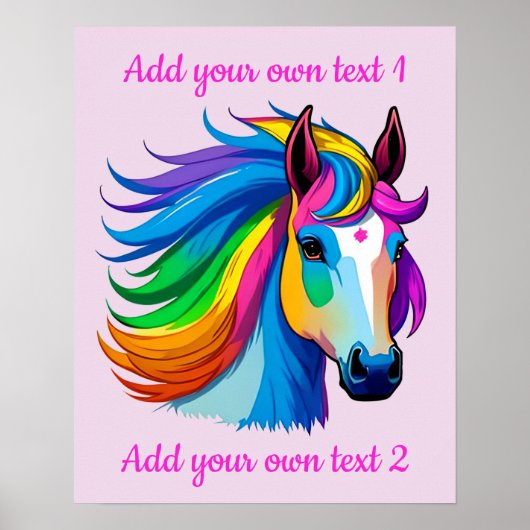 Regenboog Paard Aanpasbaar Poster (Voorkant)