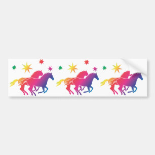 Regenboog Paarden Bumpersticker