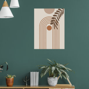 Regenboog Palmblad Zon, Boho Abstract Geometrische Poster