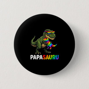Regenboog papasaurus zwangerschapsaankondiging hom ronde button 5,7 cm