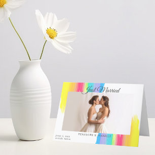 Regenboog Pas getrouwd Foto Modern Net Getrouwd Br Aankondiging