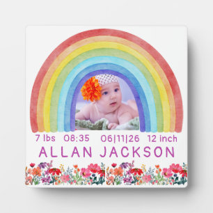 Regenboog Pasgeboren Foto gepersonaliseerd Baby Ca Fotoplaat