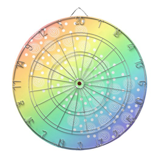 Regenboog pasta's met rond dartboard dartbord (Voorkant)