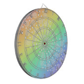 Regenboog pasta's met rond dartboard dartbord (Voorkant Links)