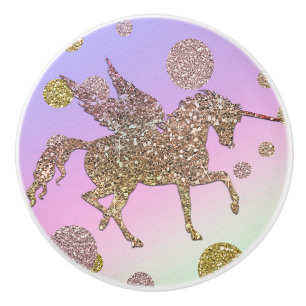 Regenboog Pastel Gouden Stippen Eenhoorn Trendy Me Keramische Knop