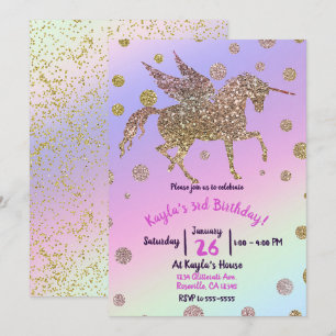 Regenboog Pastel Gouden Stippen Eenhoorn Verjaarda Kaart