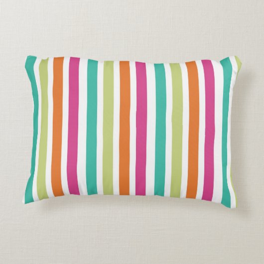 Regenboog pastel kleuren retro verticale strepen accent kussen (Achterkant)
