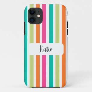 Regenboog pastel kleuren retro verticale strepen iPhone 11 hoesje