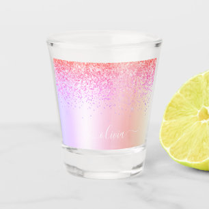 Regenboog Pastel Meisjesachtige Glitter Metaal Mon Shot Glas
