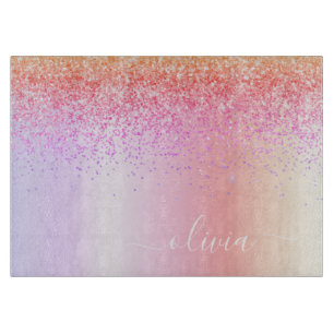 Regenboog Pastel Meisjesachtige Glitter Metaal Mon Snijplank