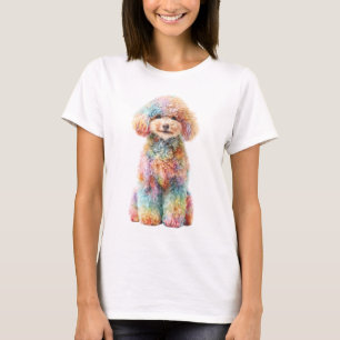 Regenboog Pastel Waterverf Poodle Vrouwen T-shirt
