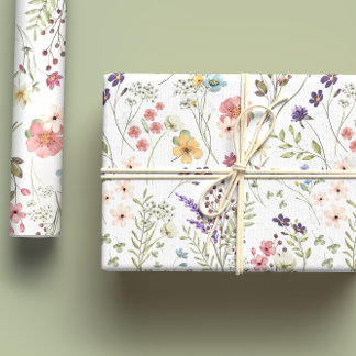 Regenboog Pastels Waterverf Wilde Bloemenwei Inpakpapier Vel