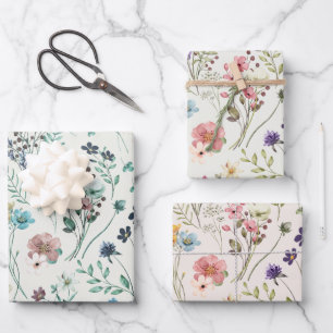 Regenboog Pastels Waterverf Wilde Bloemenwei Inpakpapier Vel