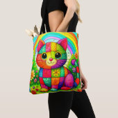 Regenboog Patchwork Kat Kunst Draagtas (Dichtbij)