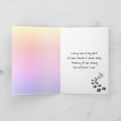 Regenboog Pawprints op een hart voor dierenverlies Kaart (Binnen)
