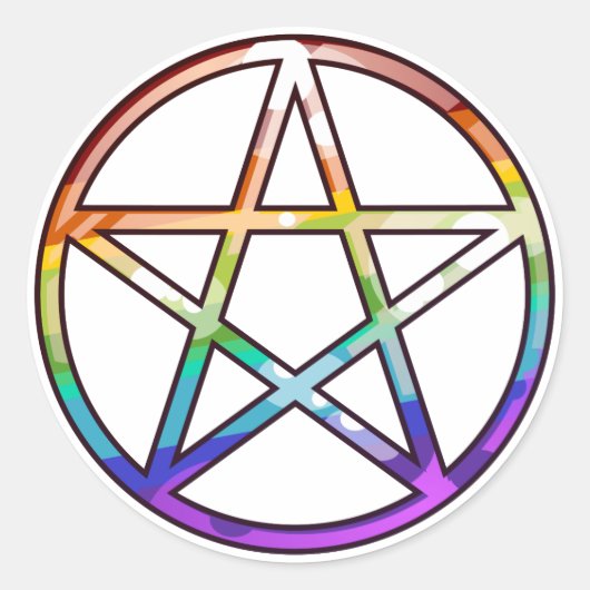 Regenboog Pentagram Sticker (Voorkant)