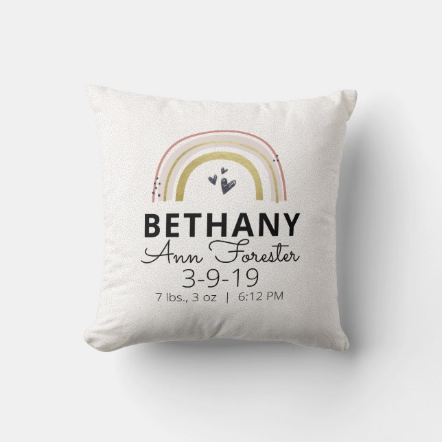 Regenboog Persoonlijke Babykamer Kussen (Voorkant)
