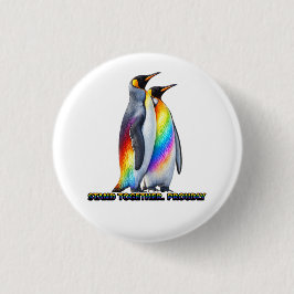 Regenboog Pinguïn Pride Staan Samen Ronde Button 3,2 Cm