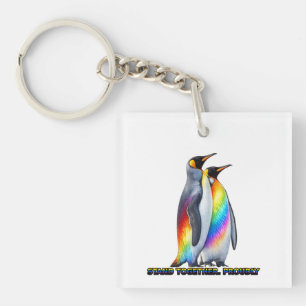 Regenboog Pinguïn Pride Staan Samen Sleutelhanger