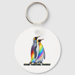 Regenboog Pinguïn Pride Staan Samen Sleutelhanger