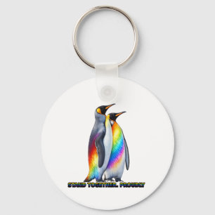 Regenboog Pinguïn Pride Staan Samen Sleutelhanger