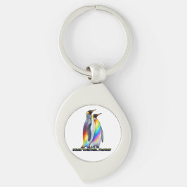 Regenboog Pinguïn Pride Staan Samen Sleutelhanger