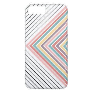 Regenboog plus zwarte en witte strepen iPhone 8 plus / 7 plus hoesje