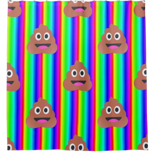 regenboog poep emoji badkamer douche gordijn (Voorkant)