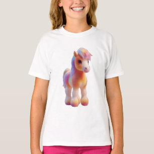 Regenboog Pony Pastel Watercolor Illustratie Kinde T-shirt