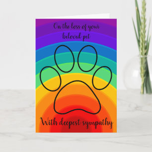 Regenboog poot hond of huisdier sympathie kaart