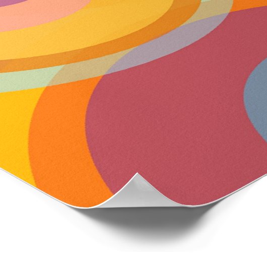 Regenboog Pop Cirkels Kleurrijk Retro Plezier Groo Poster (Hoek)