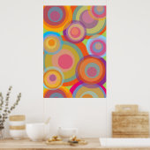 Regenboog Pop Cirkels Kleurrijk Retro Plezier Modi Poster (Keuken)
