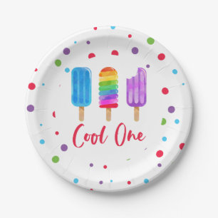 Regenboog Pop Cool One 1e Verjaardag Papieren Bordje